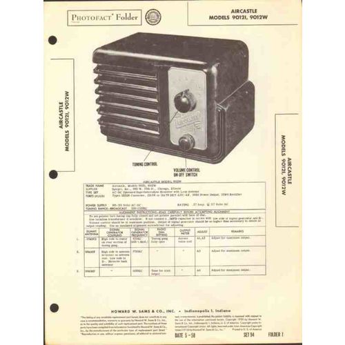 AIRCASTLE model 90121 9012W 4 tube AM radio Sams Photofact manual