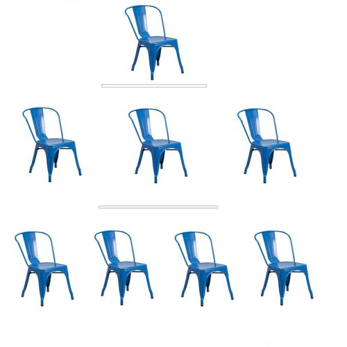 Tolix Blue Metal Steel Stack Dining Chair Commercial Quality 1-4 Unit Discounts