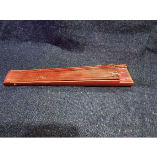 Wood Handpainted Hand Fan - Deep Burgundy with Pink flowers