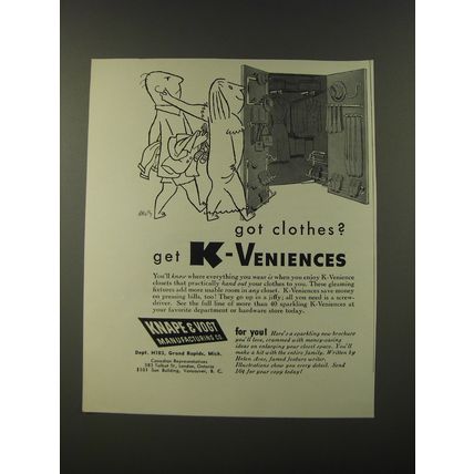 1953 Knape & Vogt K-Veniences Ad - Got clothes?