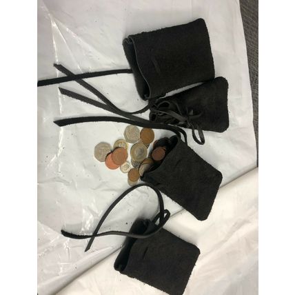 Medieval LarpSCA Reenactment Chocolate Brown Leather DRAWSTRING MONEY POUCH BAG