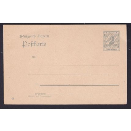 BAVARIA 1905 2pf POSTAGE IMPRINTED STATIONERY CARD UN-USED