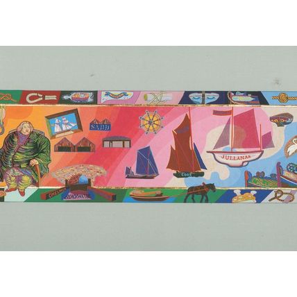 Maldon Essex Ship In A Bottle Compass Birds Embroidery Postcard