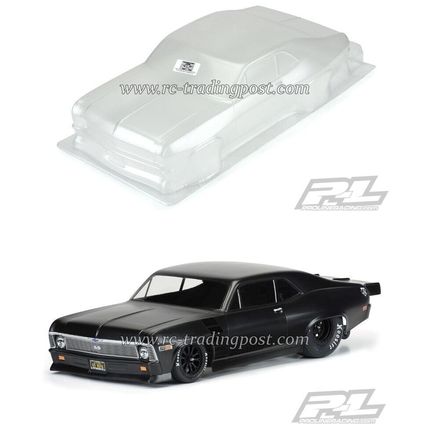 Clear RC Body 69 Chevy Nova 1/10 (WB 13.2" 335mm) (22S/DR10/Slash/No Prep Drag)