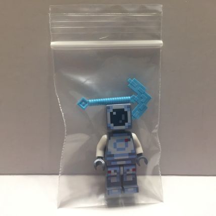New Authentic Minecraft Special Blue Skin with Pick Axe Lego Minifigure