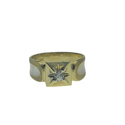 New Solid Real 14k Yellow Gold Men Ring Round CZ Stone 5.1 Grams Size 10.5