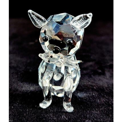 Crystal Glass Miniature Ornament Cat With A Fish