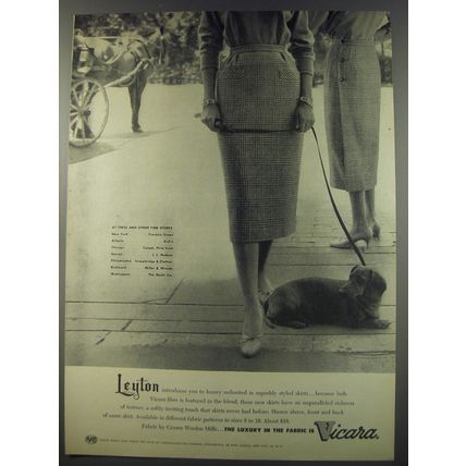 1956 Vicara Fabric Advertisement - Leyton Skirts