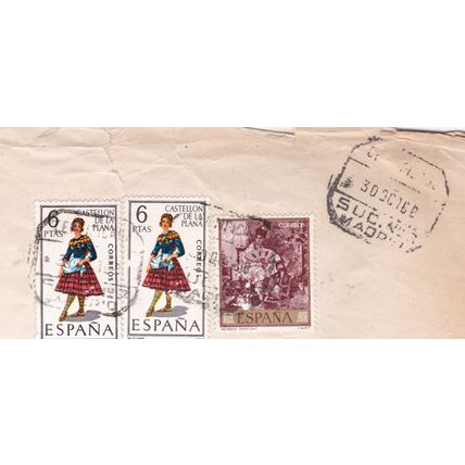 Madrid Postmark Spain 1960 on Castellon de la Plana 6pts + Fortuny Retrato 3.50p