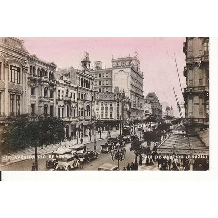 Antique Brazil Postcard 1922 - Rio De Janeiro - Avenida Rio Branco