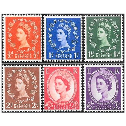 QEII 1957 Wildings Graphite Lines Set of 6 SG561 - SG566 MNH (hrd)