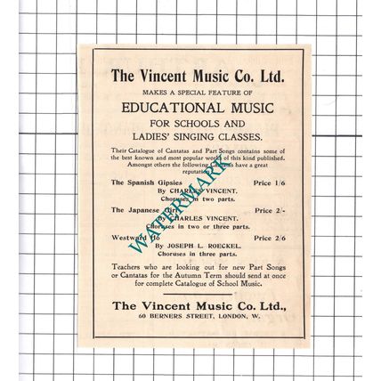 The Vincent Music Co Ltd Berners Street London Advert - 1906 Clipping