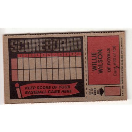 1981 Topps Scratch-Off Willie Wilson #20 baseball card –Scratchoff