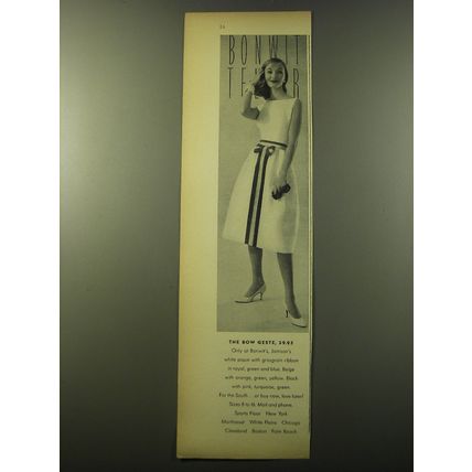 1960 Bonwit Teller Jamison Dress Ad - The Bow Geste