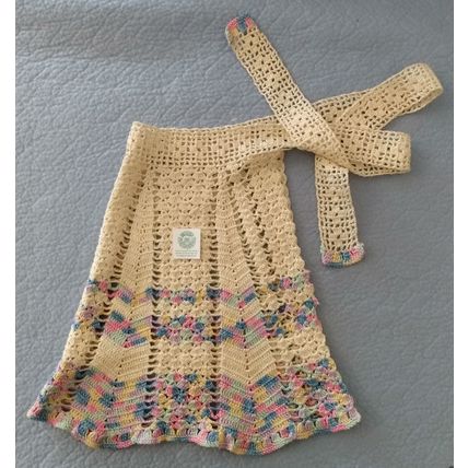 VINTAGE CREAM AND PASTEL CROCHETED APRON
