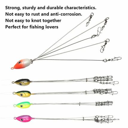 5Pcs 5 Arms Umbrella Rigs Fishing Bass Lures Bait Swivels Hooks Kit UK Seller