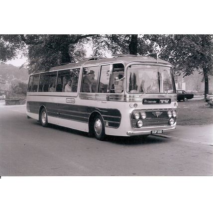 Black & White Photograph of Primrose Coaches of Newcastle - OUP 611D