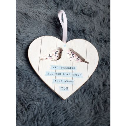 Hanging Bird Heart Sign For Indoor Decoration