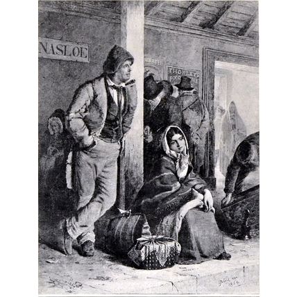 EMIGRANTS 1893 Erskine Nicol - Ballinasloe station PRINT