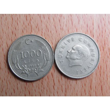 Turkey 1990 1000 Lira Coin