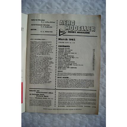1962 Aeromodeller Magazine - March + Plan