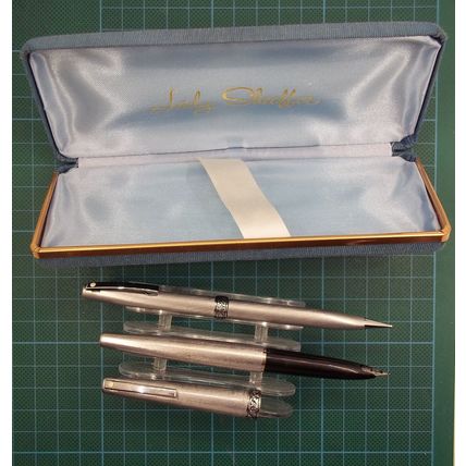 Lady Sheaffer 620 Brushed Steel With Florentine Fountain Pen & Pencil Boxed Set