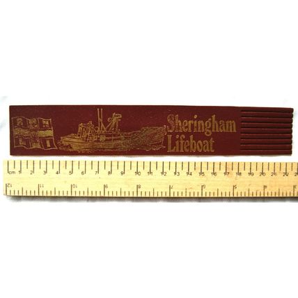 Vintage: red leather bookmark - Sheringham Lifeboat