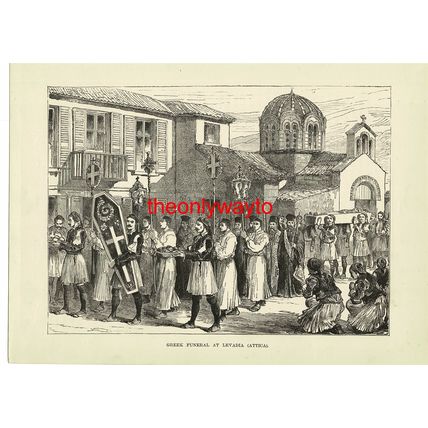 Greek Funeral, Levadia, Attica, Greece, Book Illustration (Print), c1880