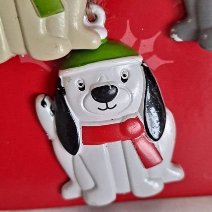 Lot 7 DOG Christmas ORNAMENTS Holiday Time Puppy 2" Holiday Decor