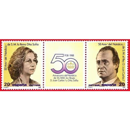 España. 1988. Mi # 2810 / 11. 50th Years the Birth of King Juan Carlos & Sofia
