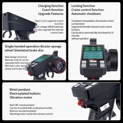 HOTRC CT-8A RC Transmitter and Receiver 8 Channel 2.4Ghz Hand Controlled RC Car