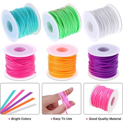 Lanyard String Kit, Cridoz 6Pack Plastic Lacing Cord Gimp String Lanyard Weaving