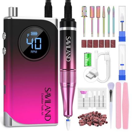 SAVILAND Professional Nail Drill for Acrylics: 2024 High Tech 40000RPM Electric
