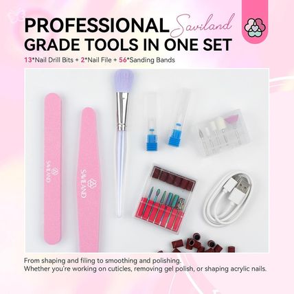 SAVILAND Professional Nail Drill for Acrylics: 2024 High Tech 40000RPM Electric