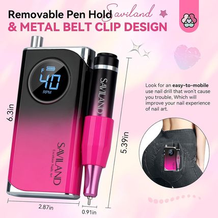 SAVILAND Professional Nail Drill for Acrylics: 2024 High Tech 40000RPM Electric