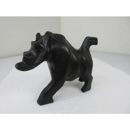 Vintage Warthog Wooden Carved Figure Small 3" Tall Black Wood Primitive Style