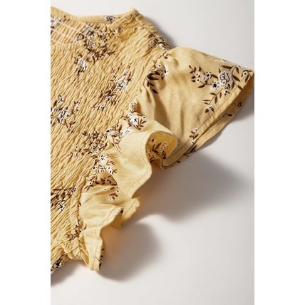 Yellow Boho Floral Print Ruffle Smocked Flowy Summer Dress