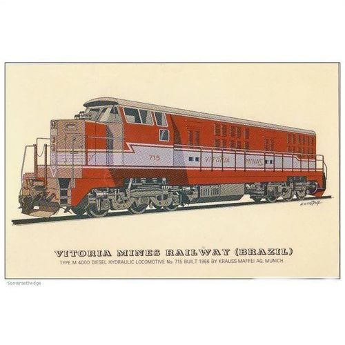 Victoria Mines Railway Brazil Type M 4000 Diesel Train Postcard (T11246)