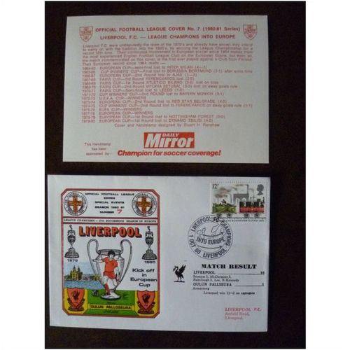 1980 Liverpool v Oulun Pallseura Dawn Football Cover No 7 stamp 3 European Cup