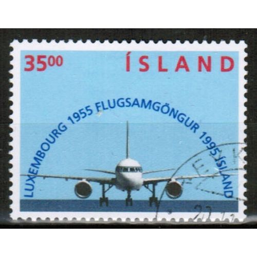 1995 Iceland - Sc# 807 used - Airplane / route 35.00 kr