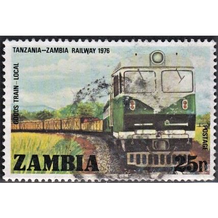 ZAMBIA, 1976 25n Goods Train, SG256 (Scott #165), used