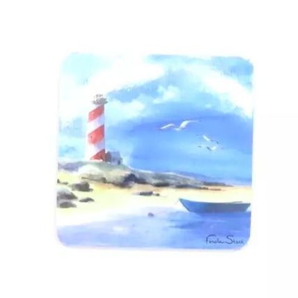 Lighthouse Coasters Lamianted Cork Set of 4 Gift Home Decor Drink Beach Ocean
