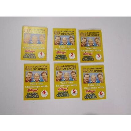 Kellogg`s Golden Crackles 1991 Question of Sport Quiz Card Set of 6