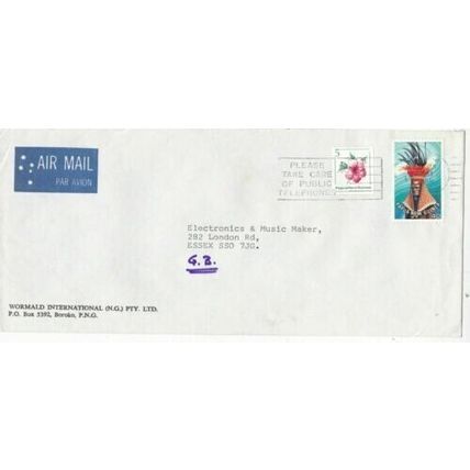 Papua New Guinea 1983 Wormald International Boroko-Essex UK Cover typed VGC