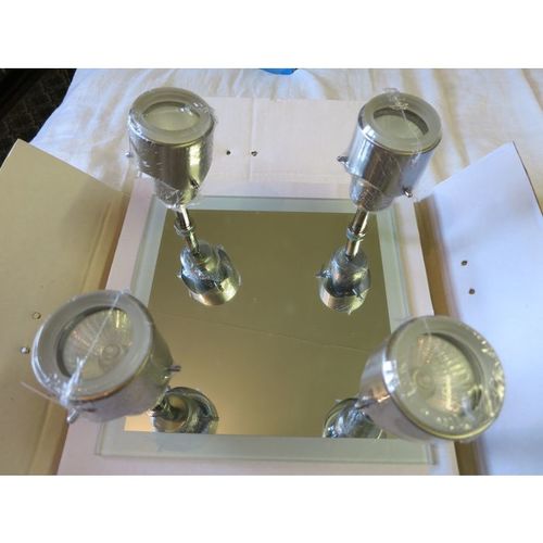B&Q Moon Mirror Plate Halogen Spotlight 4 Way Satin Nickel Finish