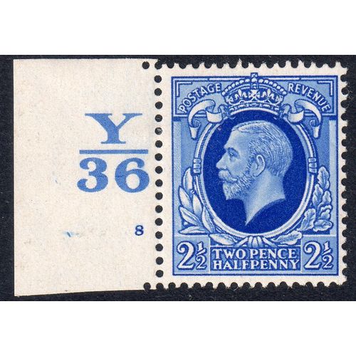 Sg443 N56b 21/2d Brt Blue Y36 8dot control retouched panel lightly m/mint (G129)