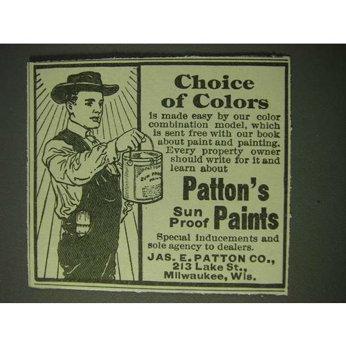 1900 Patton's Sun Proof Paints Ad - Choice of colors
