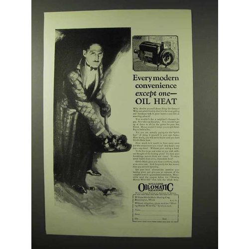 1926 Williams Oil-o-Matic Heating Ad - Convenience