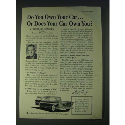 1958 American Motors Rambler 6 Cross Country Station Wagon Ad - Do you own