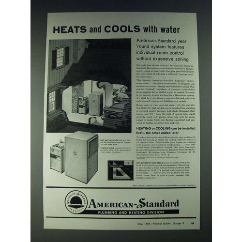 1958 American-Standard Remotaire and Hydronic Systems Ad - Heats and cools